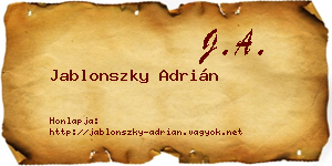 Jablonszky Adrián névjegykártya