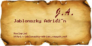 Jablonszky Adrián névjegykártya